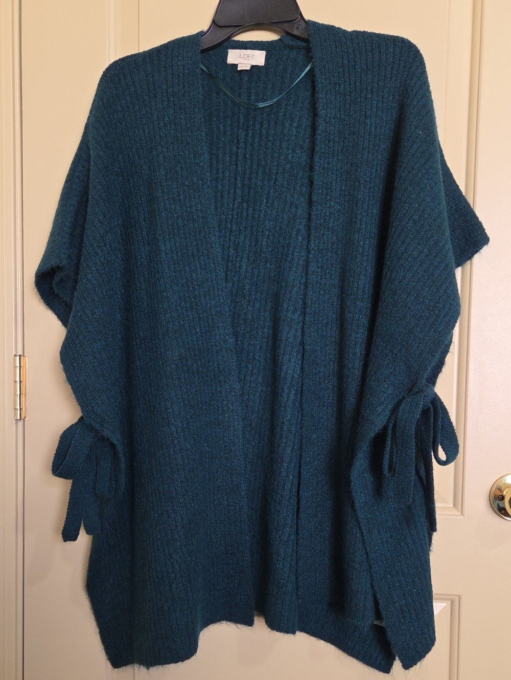 LOFT Teal Open-Front Ribbed Knit Sweater Wrap